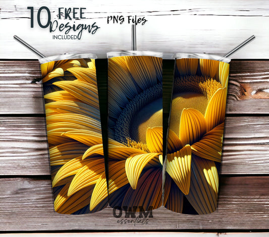 Sunflower 20 oz Skinny Tumbler Sublimation Design - PNG Instant  - DIGITAL DOWNLOAD