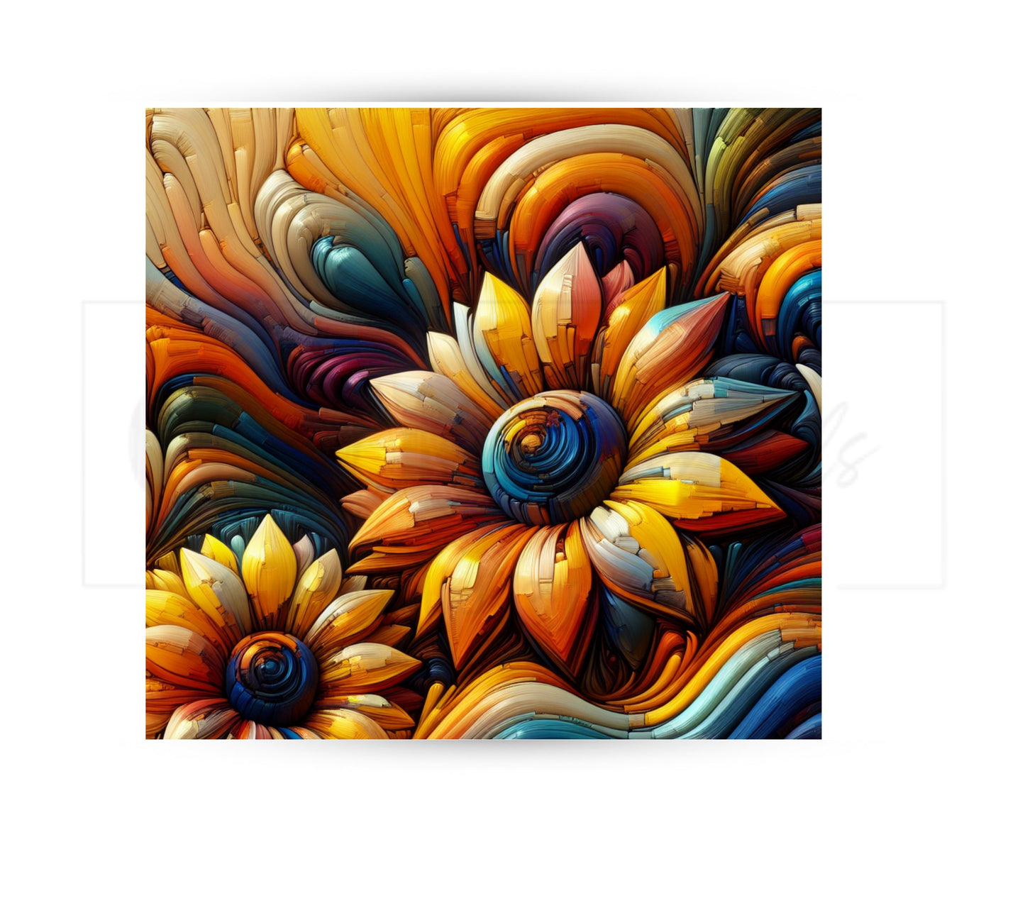 Sunflower Art 20 oz Skinny Tumbler Sublimation Design - PNG Instant  - DIGITAL DOWNLOAD