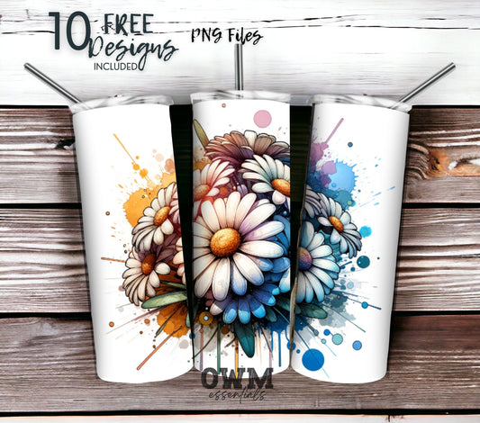 Sunflower 20 oz Skinny Tumbler Sublimation Design - PNG Instant  - DIGITAL DOWNLOAD