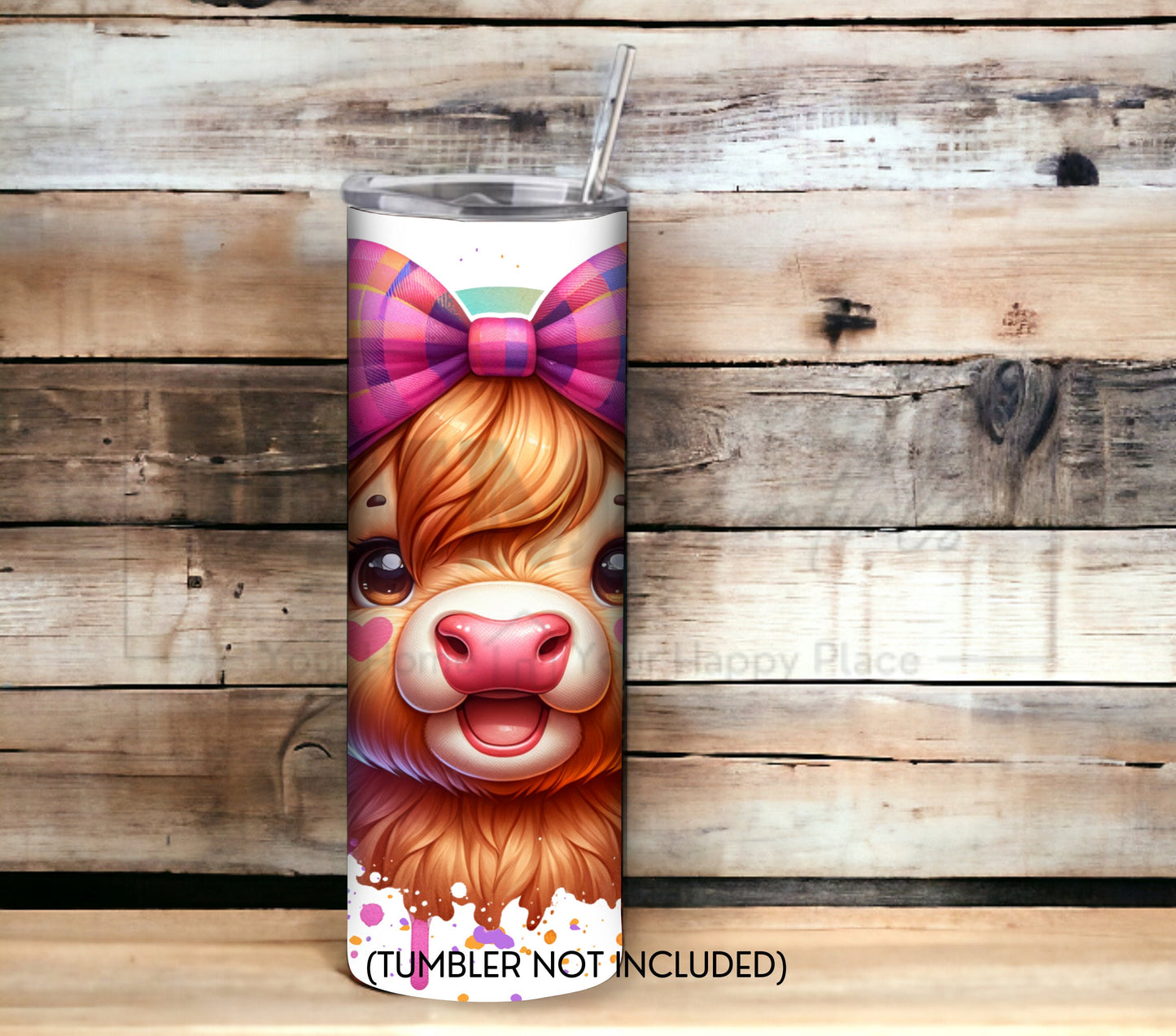 Cute Highland Cow 20 oz Skinny Tumbler Sublimation Design - PNG Instant  - DIGITAL DOWNLOAD