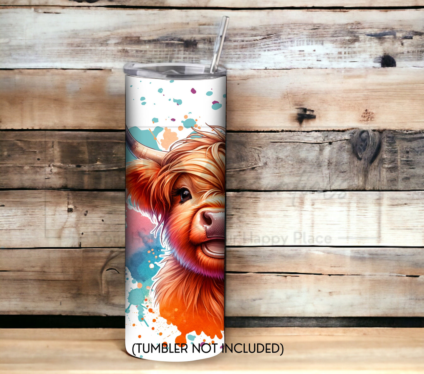 Cute Highland Cow 20 oz Skinny Tumbler Sublimation Design - PNG Instant  - DIGITAL DOWNLOAD