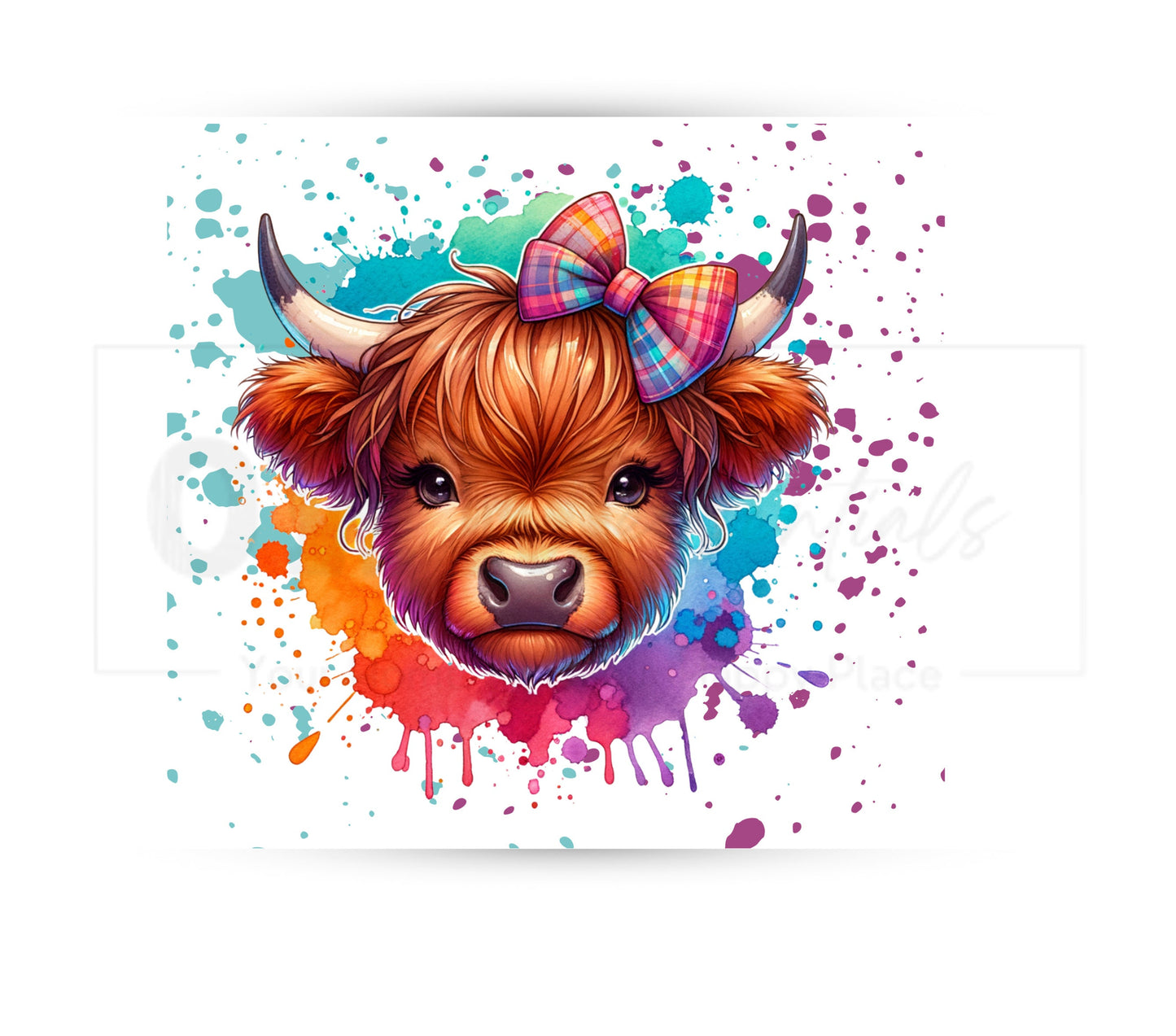 Cute Highland Cow 20 oz Skinny Tumbler Sublimation Design - PNG Instant  - DIGITAL DOWNLOAD