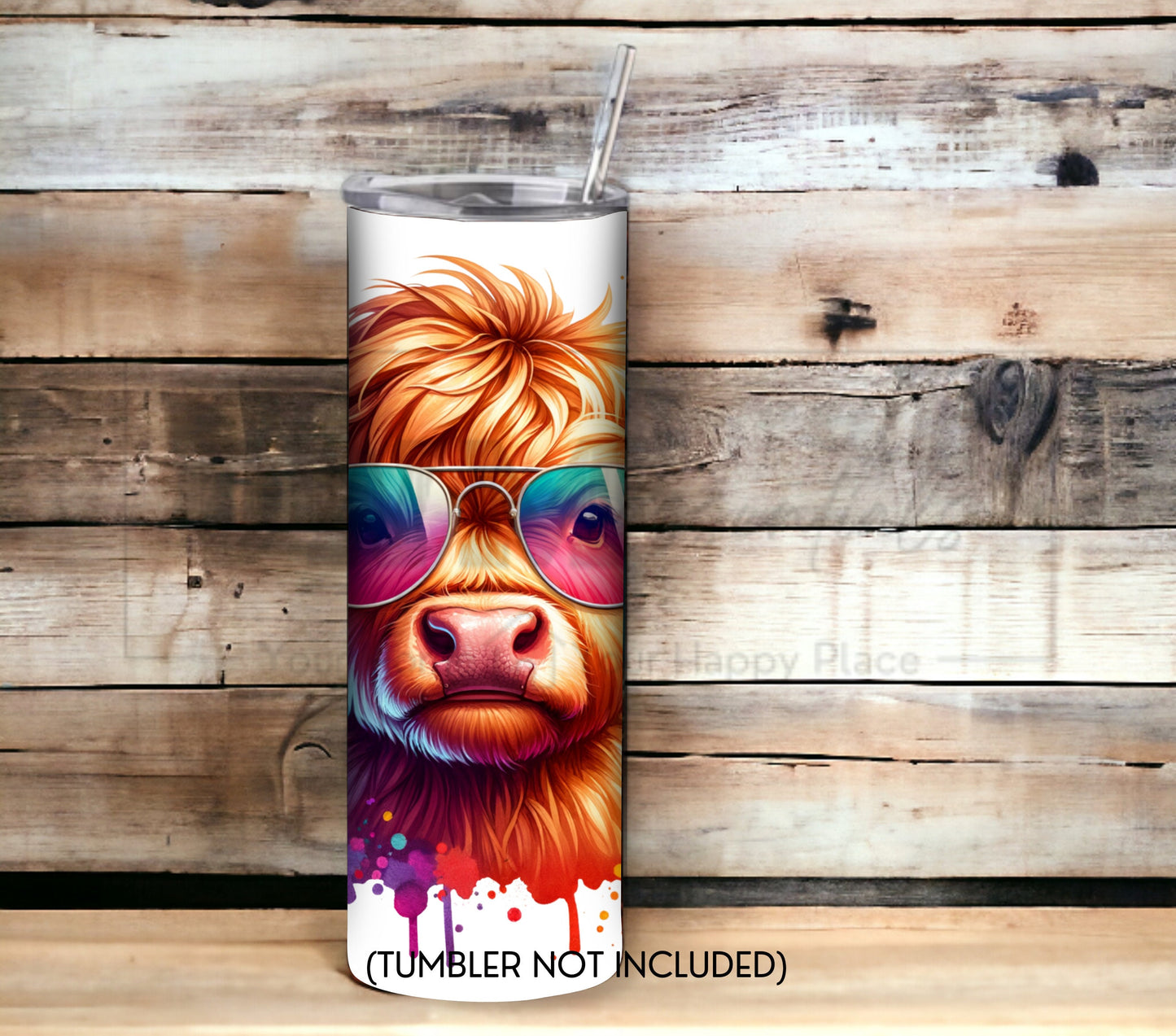 Cute Highland Cow 20 oz Skinny Tumbler Sublimation Design - PNG Instant  - DIGITAL DOWNLOAD