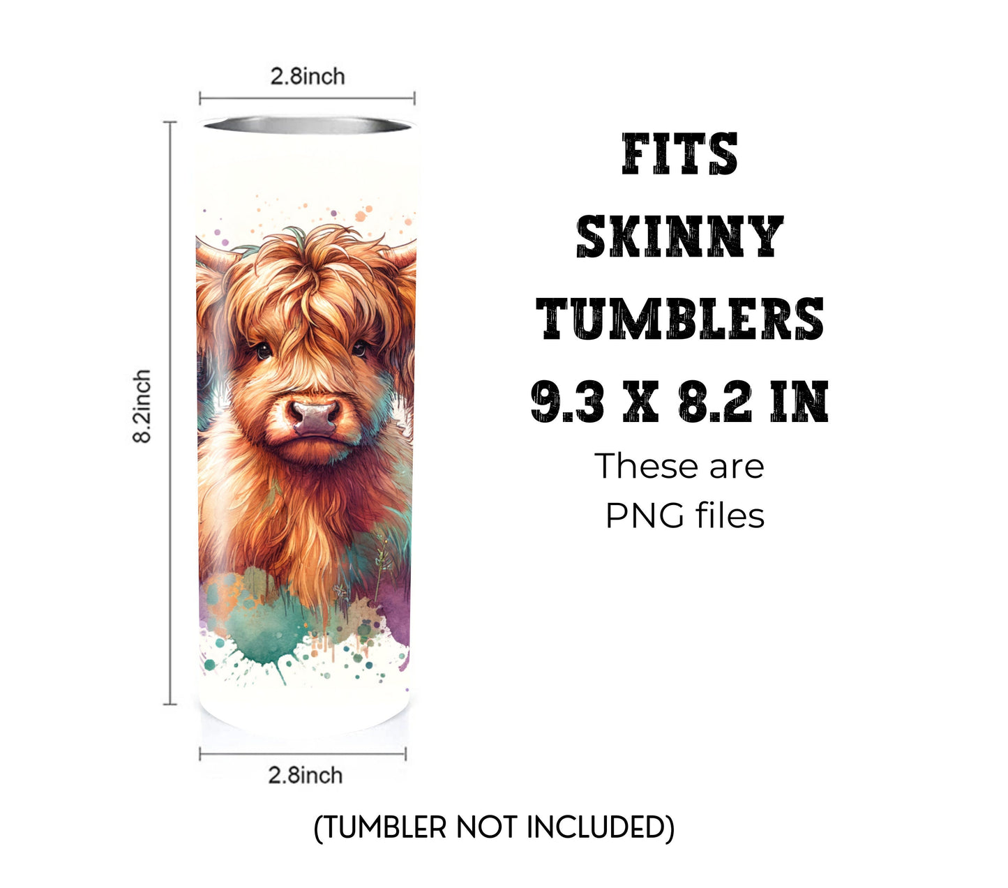 Grumpy Highland Cow 20 oz Skinny Tumbler Sublimation Design - PNG Instant  - DIGITAL DOWNLOAD