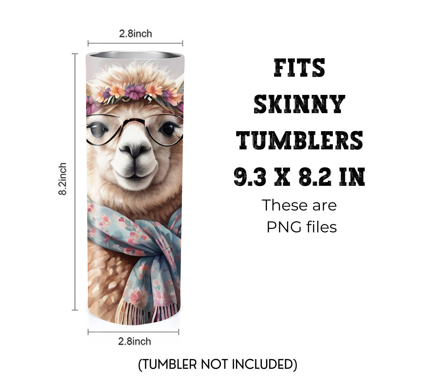 Alpaca 20 oz Skinny Tumbler Sublimation Design - PNG Instant  - DIGITAL DOWNLOAD