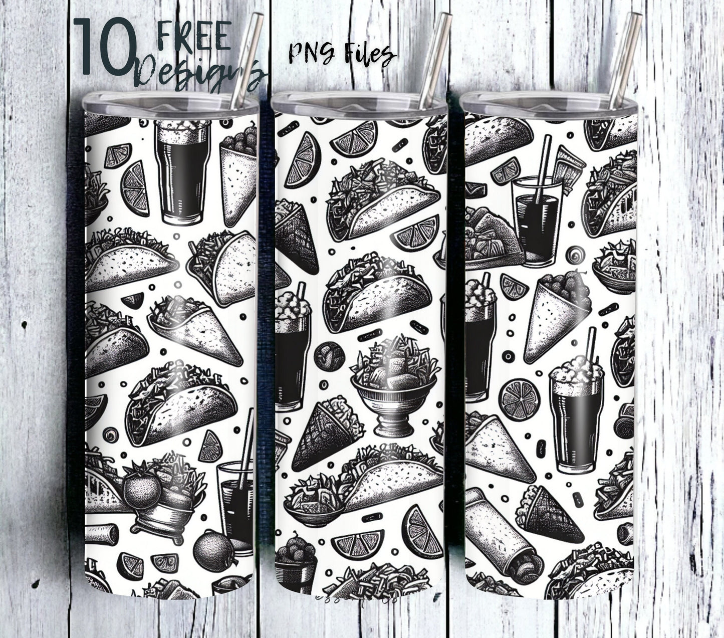 Tacos and Tequila Cinco De Mayo 20 oz Skinny Tumbler Sublimation Design - PNG Instant  - DIGITAL DOWNLOAD
