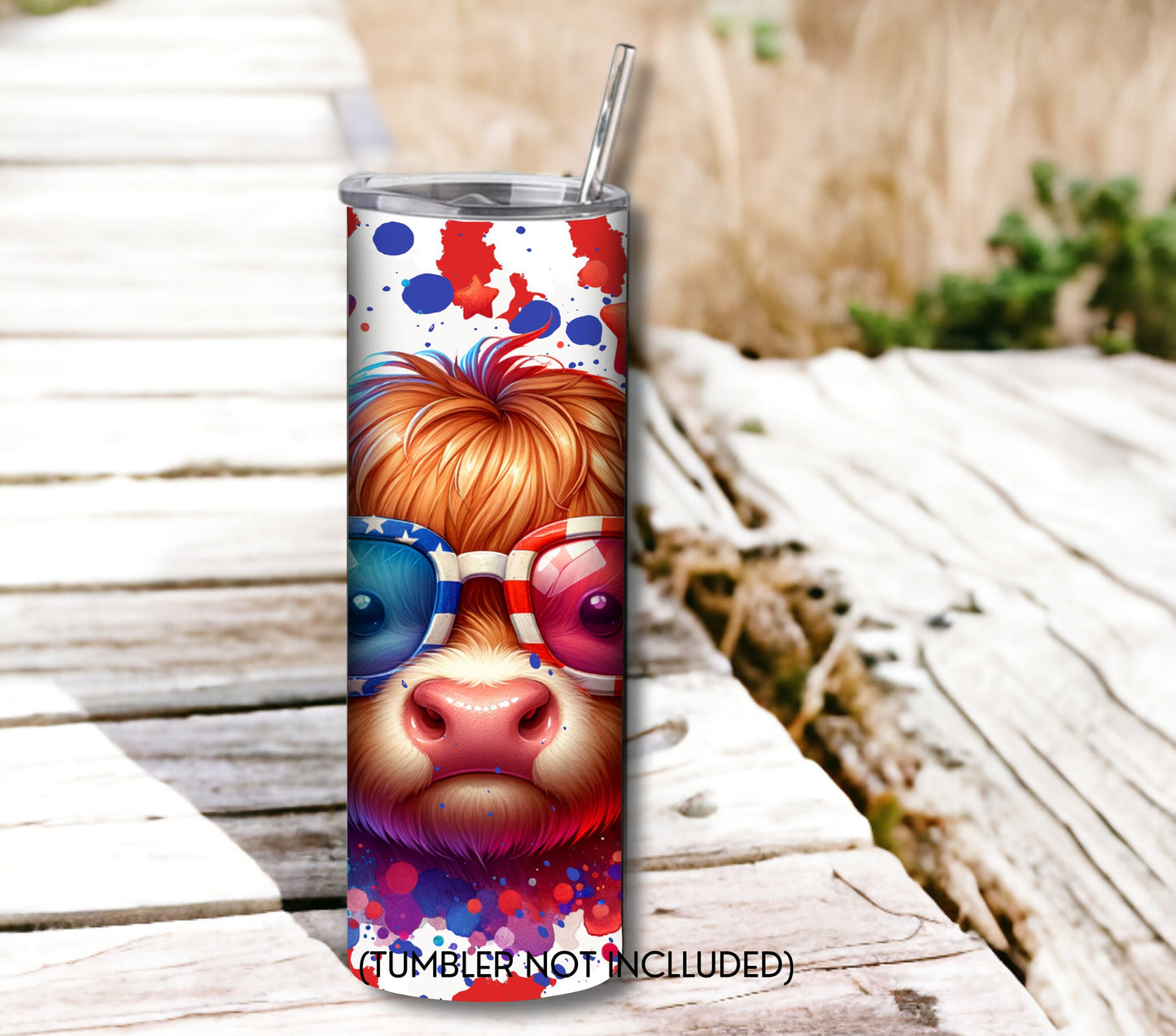 Highland Cow 20 oz Skinny Tumbler Sublimation Design - PNG Instant #1 - DIGITAL DOWNLOAD