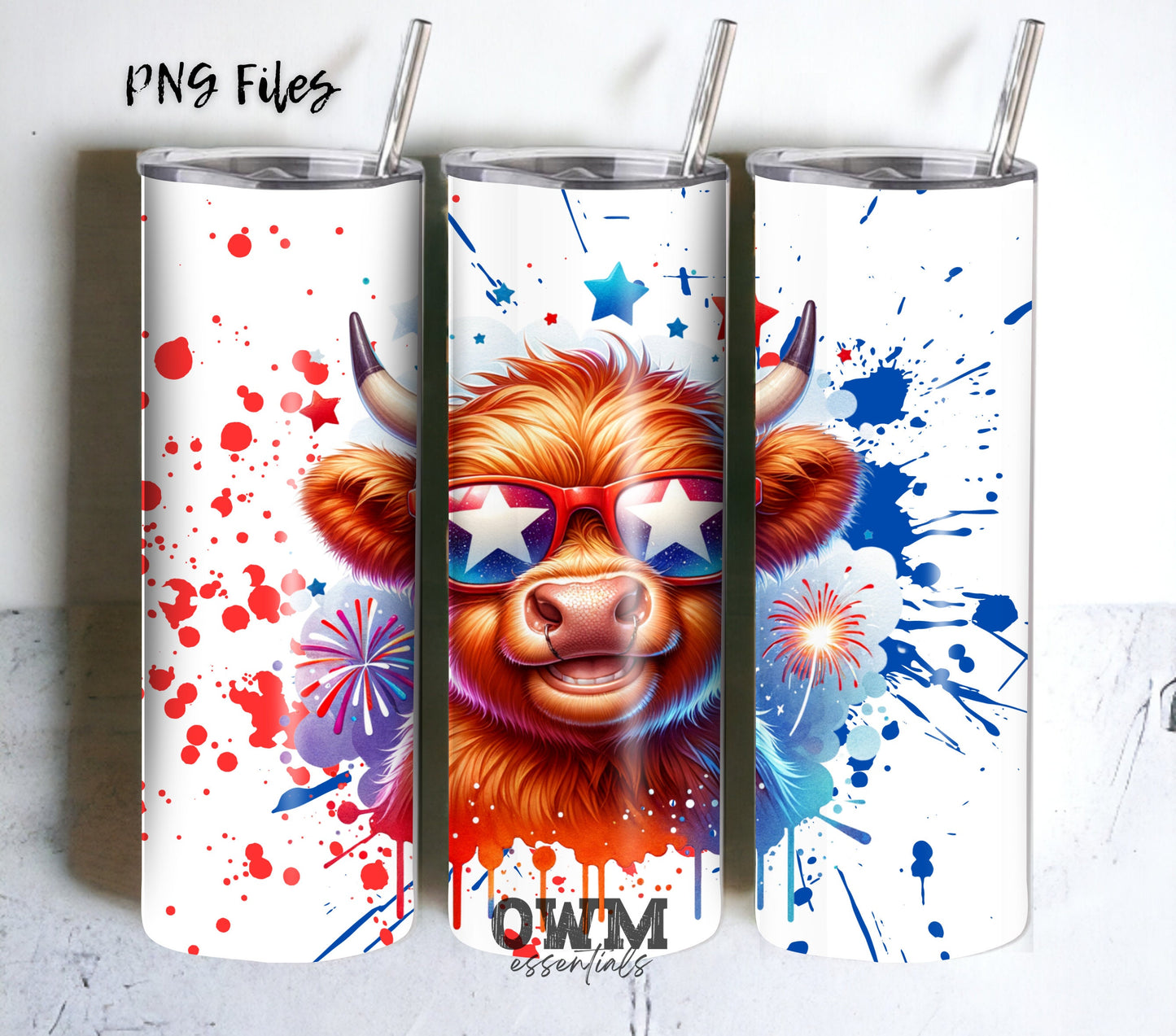 Highland Cow 20 oz Skinny Tumbler Sublimation Design - PNG Instant  - DIGITAL DOWNLOAD
