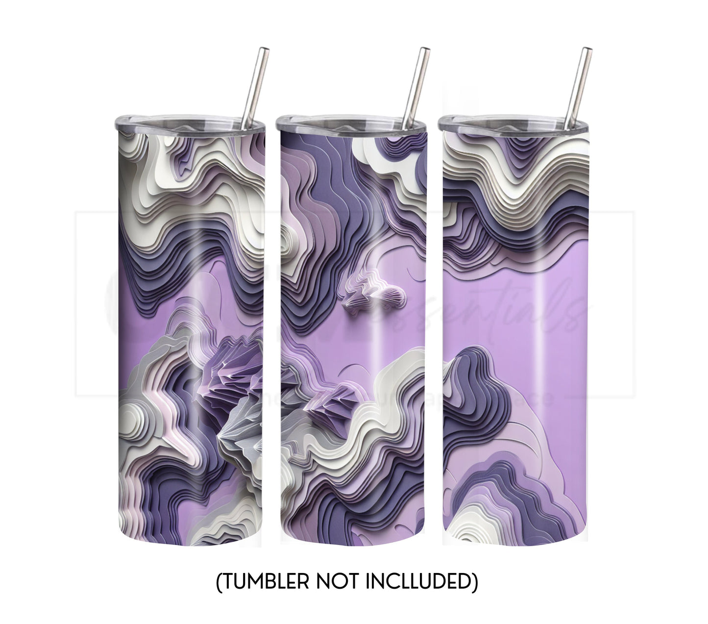 Purple Paper Art Style 20 oz Skinny Tumbler Sublimation Design - PNG Instant  - DIGITAL DOWNLOAD