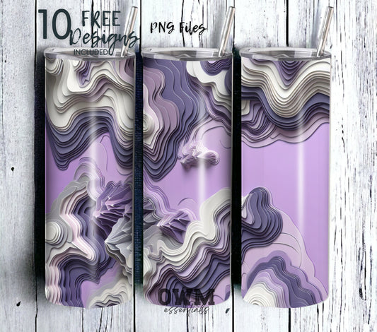 Purple Paper Art Style 20 oz Skinny Tumbler Sublimation Design - PNG Instant  - DIGITAL DOWNLOAD