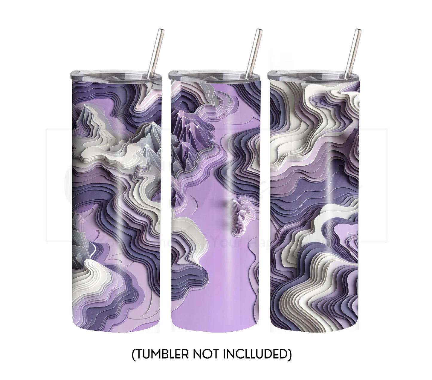 Purple Paper Art Style 20 oz Skinny Tumbler Sublimation Design - PNG Instant  - DIGITAL DOWNLOAD
