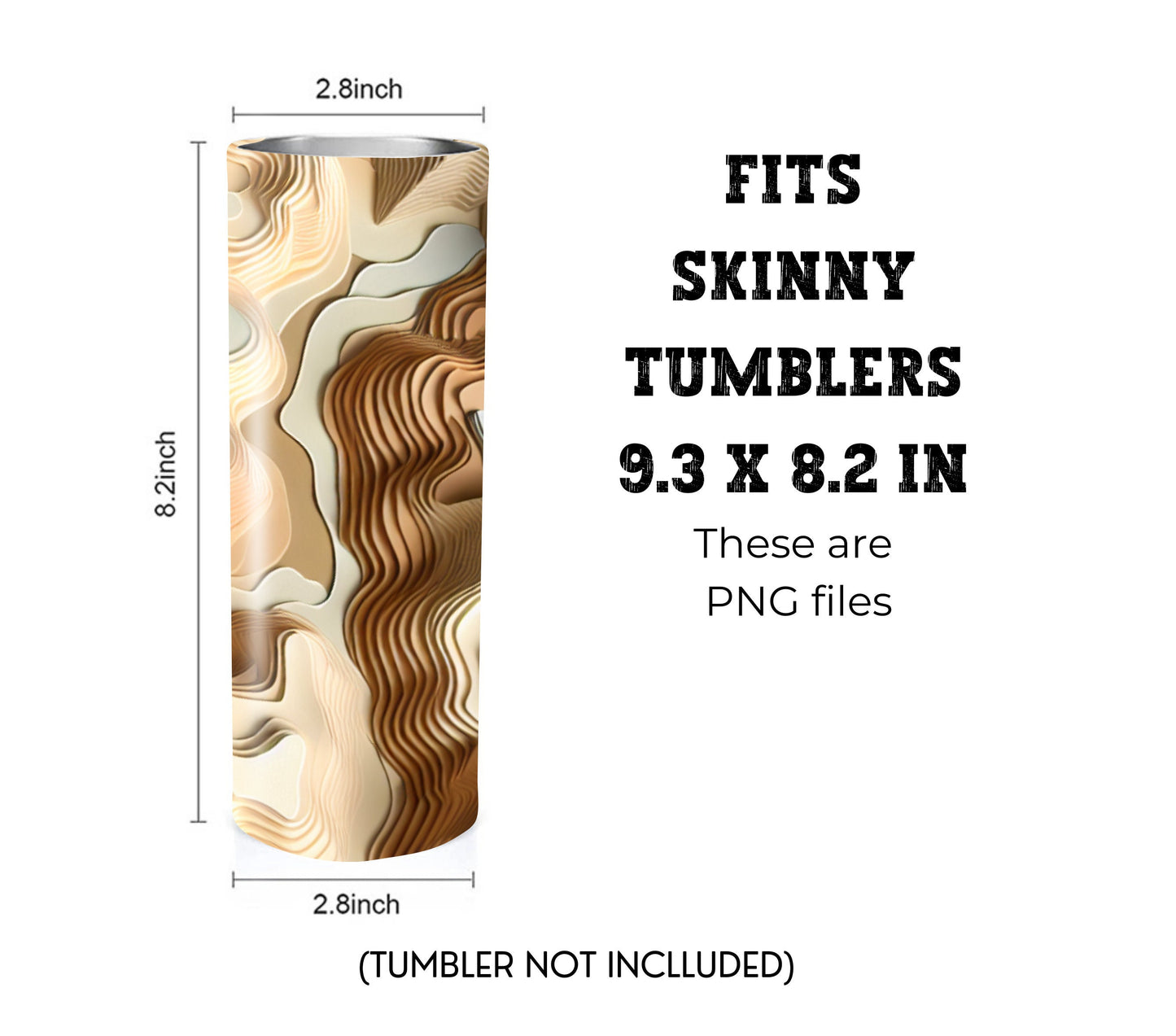 Tan Paper Art Style 20 oz Skinny Tumbler Sublimation Design - PNG Instant  - DIGITAL DOWNLOAD