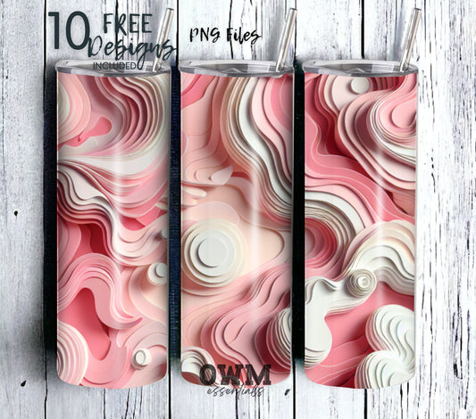 Pink Art Style 20 oz Skinny Tumbler Sublimation Design - PNG Instant  - DIGITAL DOWNLOAD