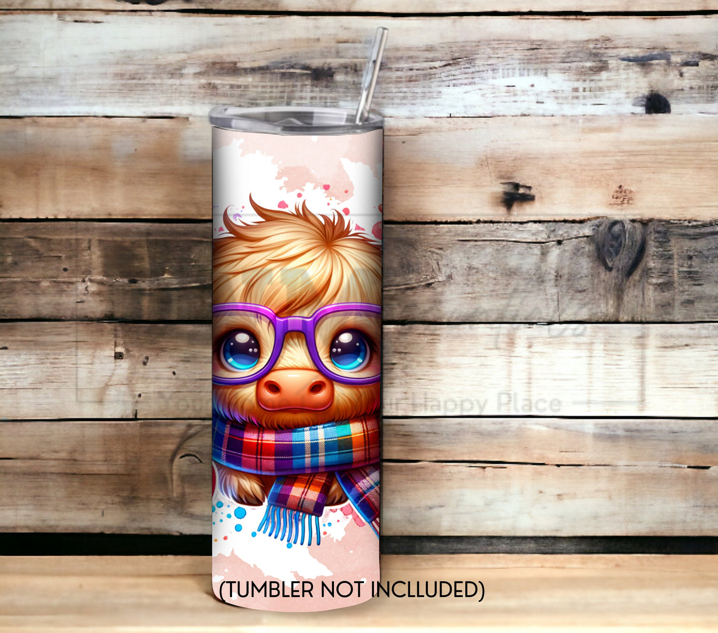 Highland Cow Hearts 20 oz Skinny Tumbler Sublimation Design - PNG Instant  - DIGITAL DOWNLOAD