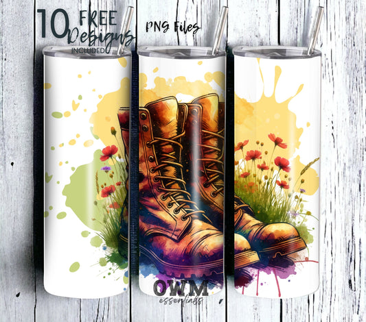 Memorial/Veterans Day 20 oz Skinny Tumbler Sublimation Design - PNG Instant  - DIGITAL DOWNLOAD