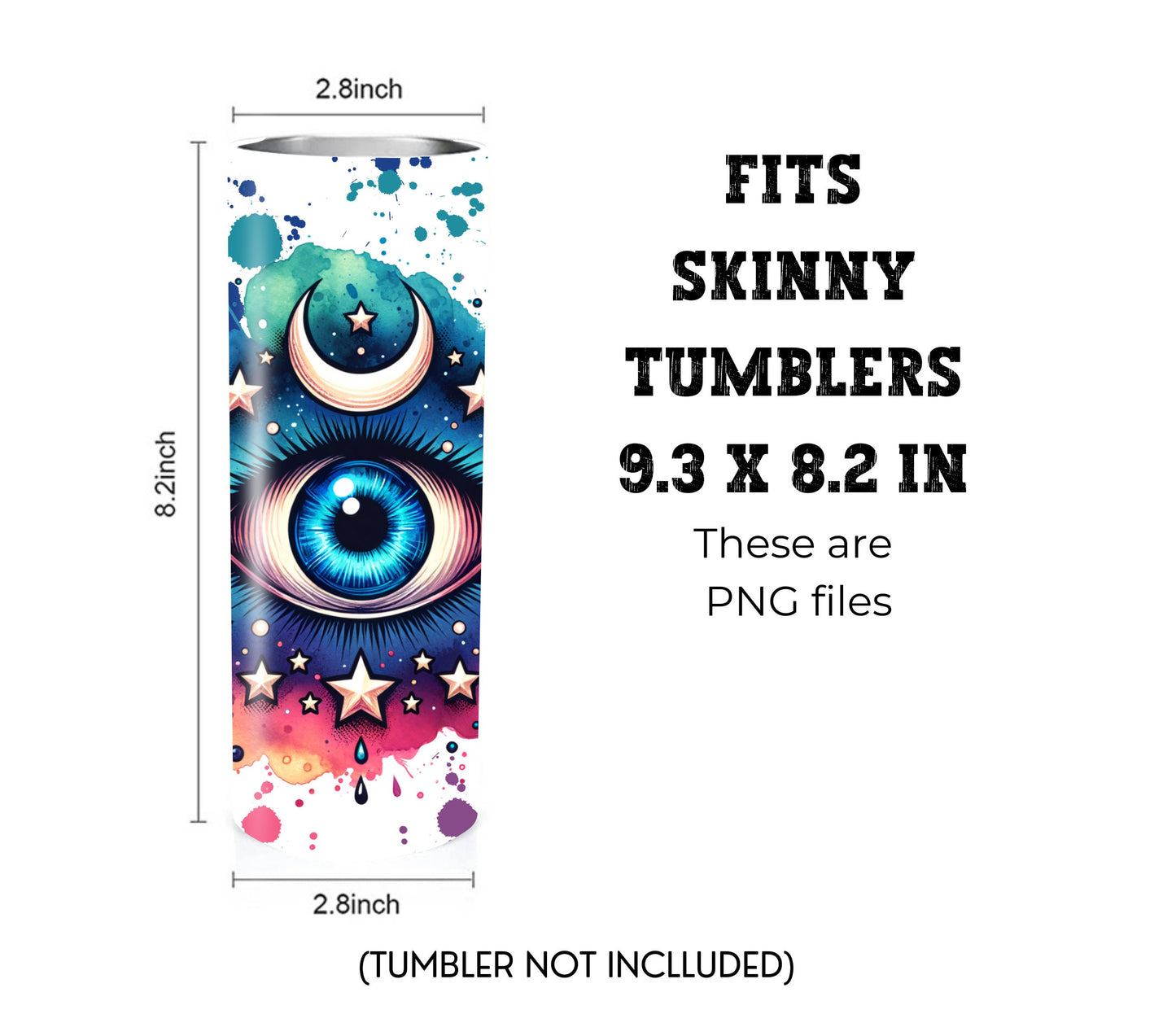 Third Eye 20 oz Skinny Tumbler Sublimation Design - PNG Instant  - DIGITAL DOWNLOAD