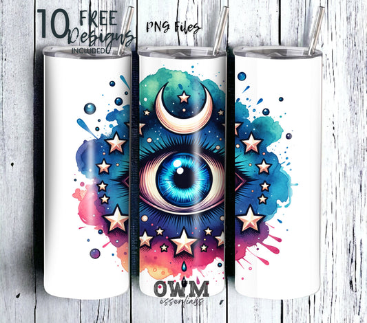 Third Eye 20 oz Skinny Tumbler Sublimation Design - PNG Instant  - DIGITAL DOWNLOAD