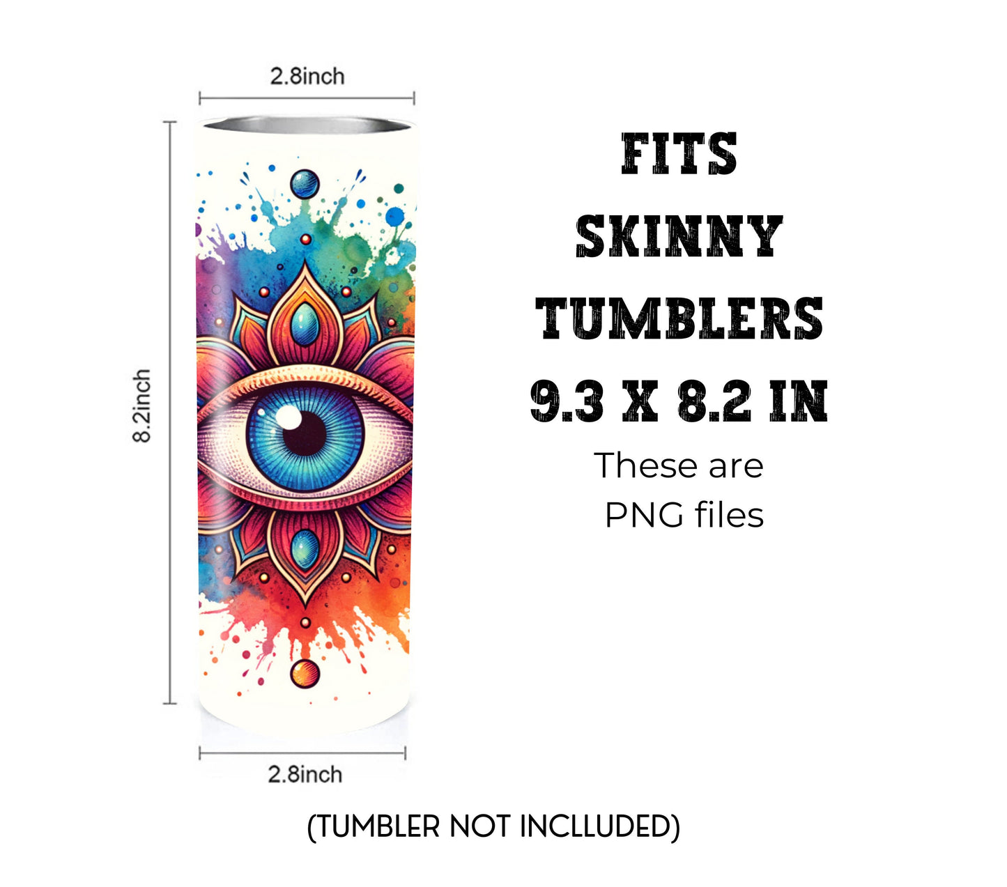 Third Eye 20 oz Skinny Tumbler Sublimation Design - PNG Instant  - DIGITAL DOWNLOAD
