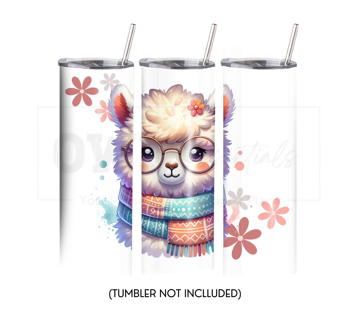 Alpaca 20 oz Skinny Tumbler Sublimation Design - PNG Instant  - DIGITAL DOWNLOAD