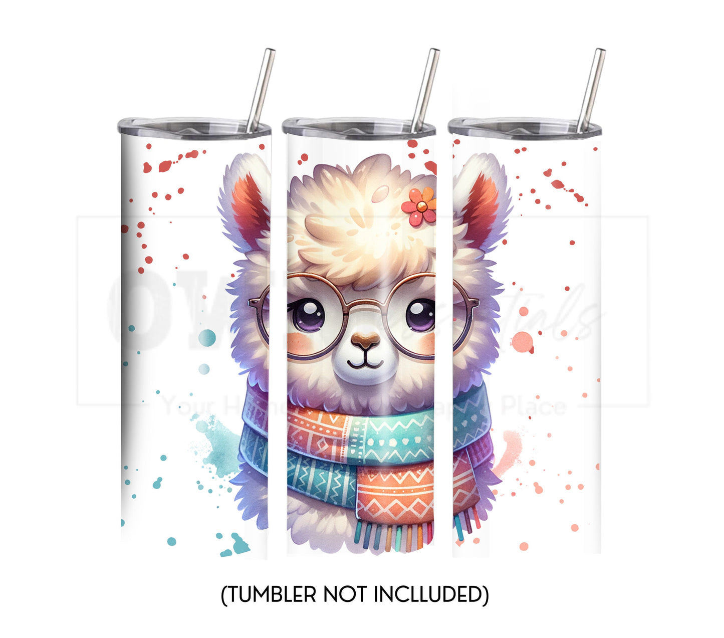 Alpaca 20 oz Skinny Tumbler Sublimation Design - PNG Instant  - DIGITAL DOWNLOAD
