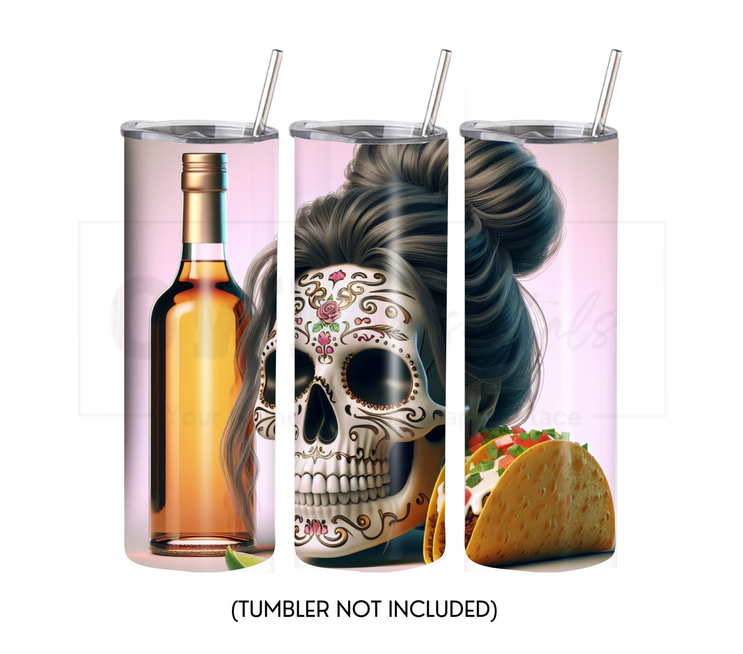 Tacos and Tequila Cinco De Mayo 20 oz Skinny Tumbler Sublimation Design - PNG Instant  - DIGITAL DOWNLOAD