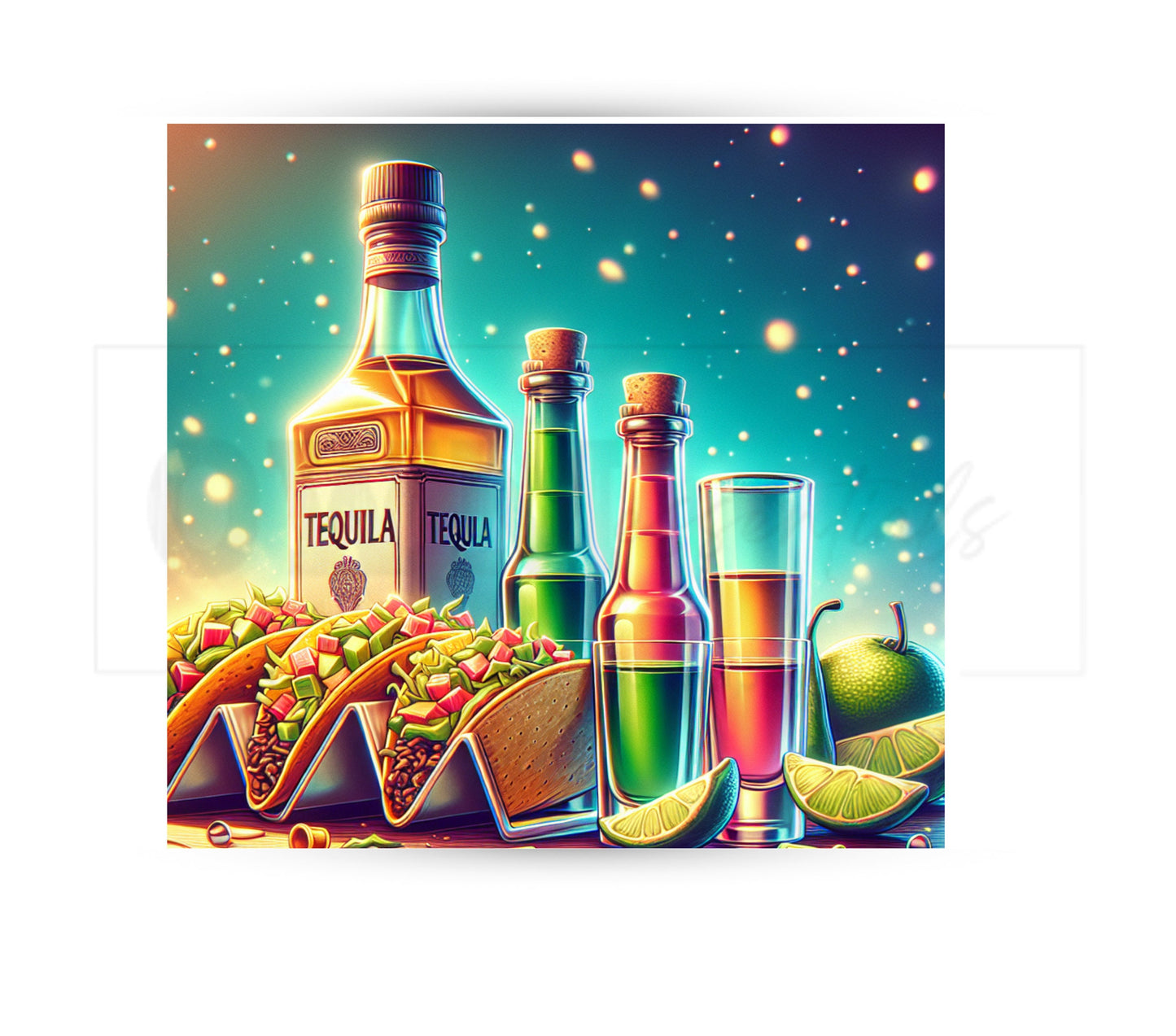 Tacos and Tequila Cinco De Mayo 20 oz Skinny Tumbler Sublimation Design - PNG Instant  - DIGITAL DOWNLOAD