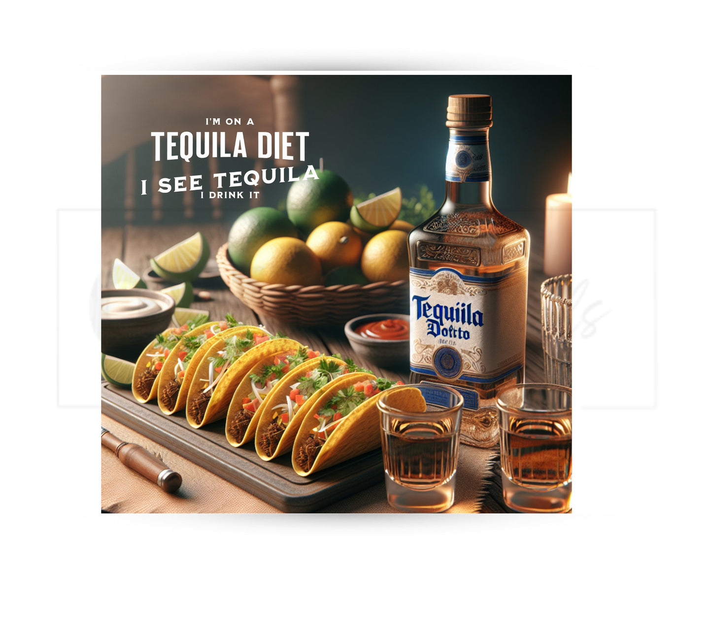 Tacos and Tequila Cinco De Mayo 20 oz Skinny Tumbler Sublimation Design - PNG Instant  - DIGITAL DOWNLOAD