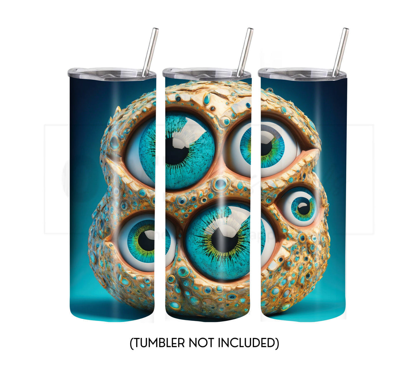 Cyber Sci-Fi Eyeballs 20 oz Skinny Tumbler Sublimation Design - PNG Instant  - DIGITAL DOWNLOAD