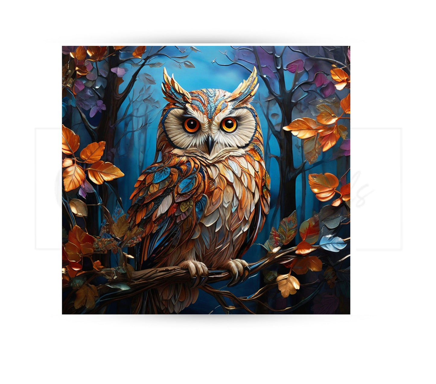 Owl 20 oz Skinny Tumbler Sublimation Design - PNG Instant  - DIGITAL DOWNLOAD