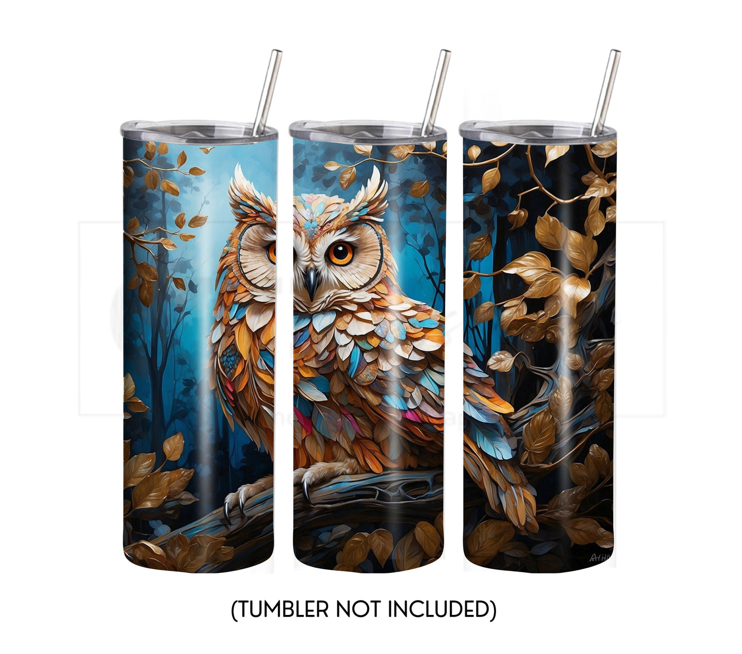 Owl 20 oz Skinny Tumbler Sublimation Design - PNG Instant  - DIGITAL DOWNLOAD