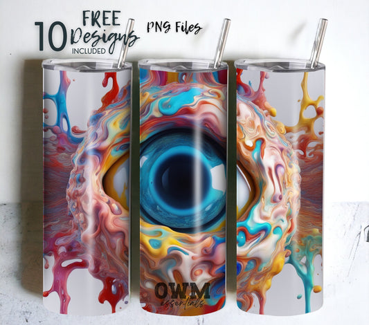 Gooey Sci-Fi Eye 20 oz Skinny Tumbler Sublimation Design - PNG Instant  - DIGITAL DOWNLOAD