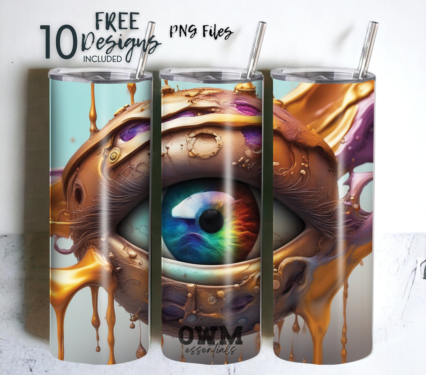 Stormy Sci-Fi Eye 20 oz Skinny Tumbler Sublimation Design - PNG Instant  - DIGITAL DOWNLOAD