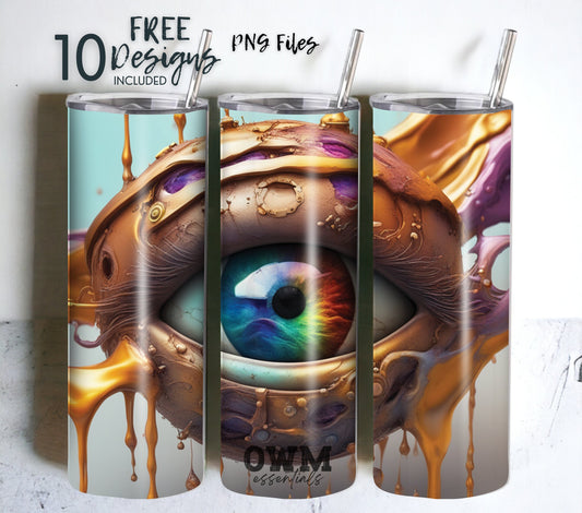 Stormy Sci-Fi Eye 20 oz Skinny Tumbler Sublimation Design - PNG Instant  - DIGITAL DOWNLOAD