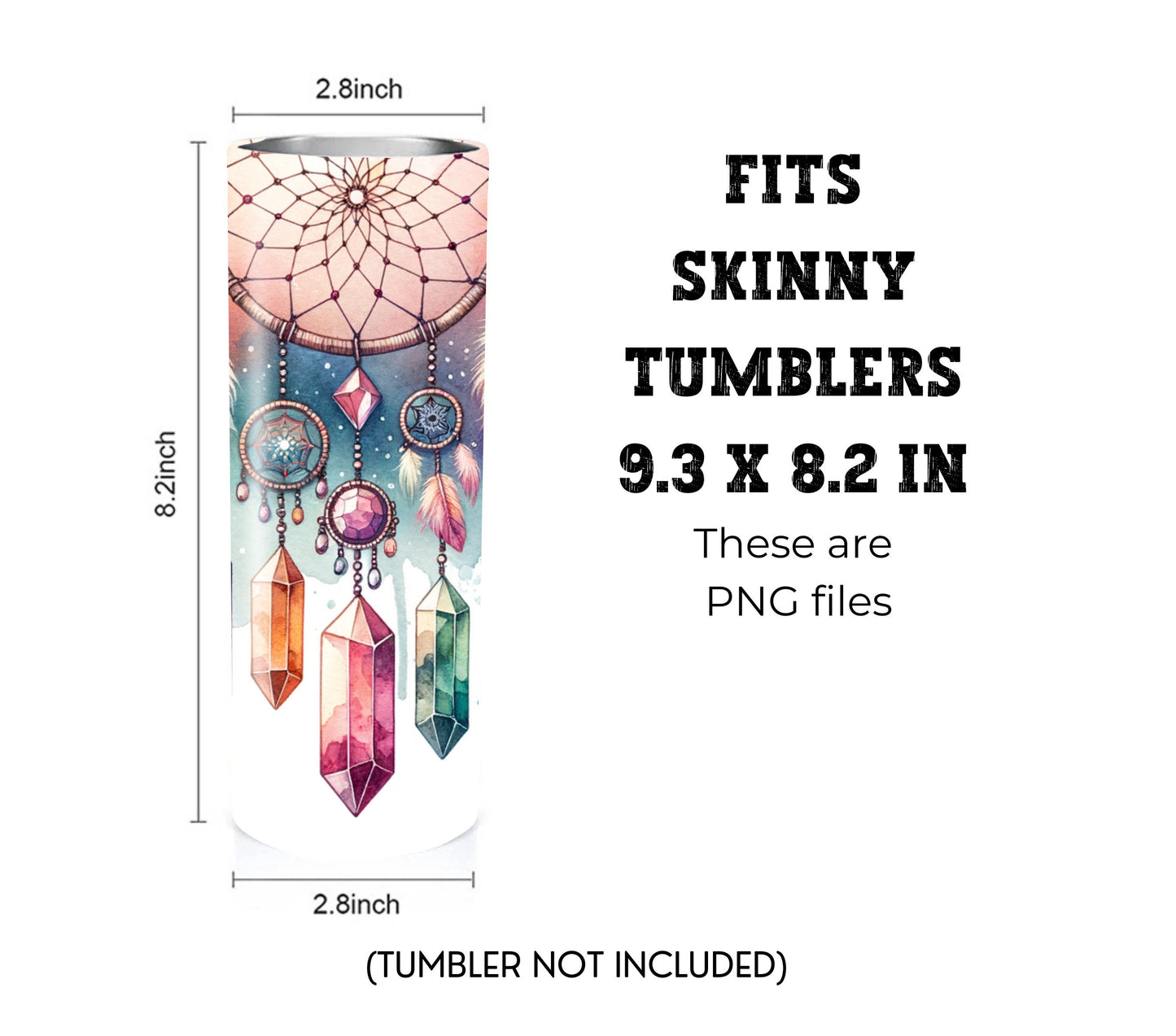 Boho Dreamcatcher 20 oz Skinny Tumbler Sublimation Design - PNG Instant  - DIGITAL DOWNLOAD