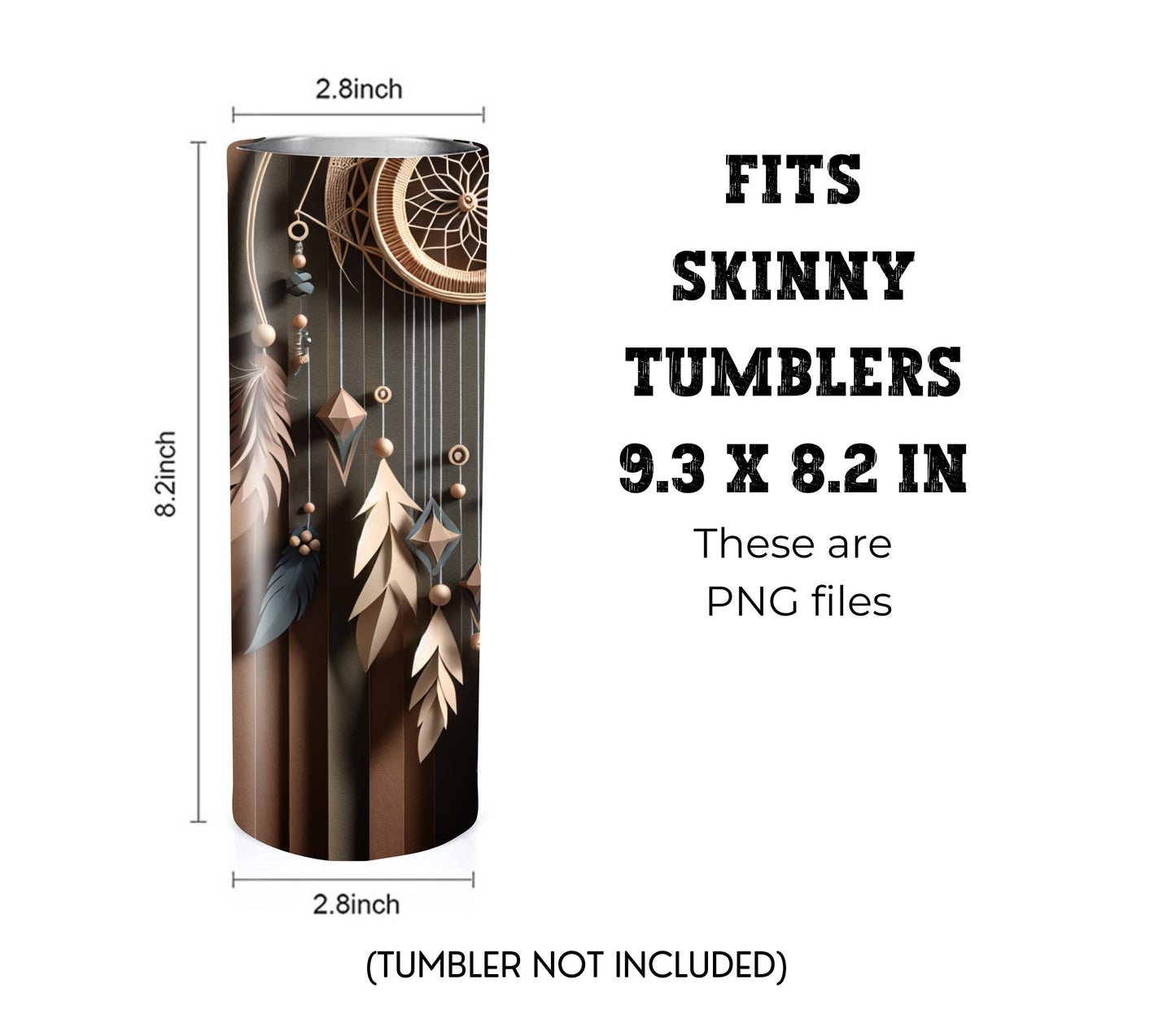 Boho Dreamcatcher 20 oz Skinny Tumbler Sublimation Design - PNG Instant  - DIGITAL DOWNLOAD