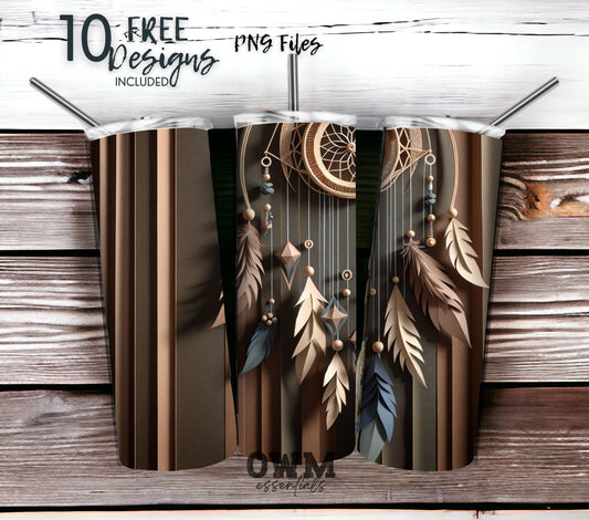 Boho Dreamcatcher 20 oz Skinny Tumbler Sublimation Design - PNG Instant  - DIGITAL DOWNLOAD