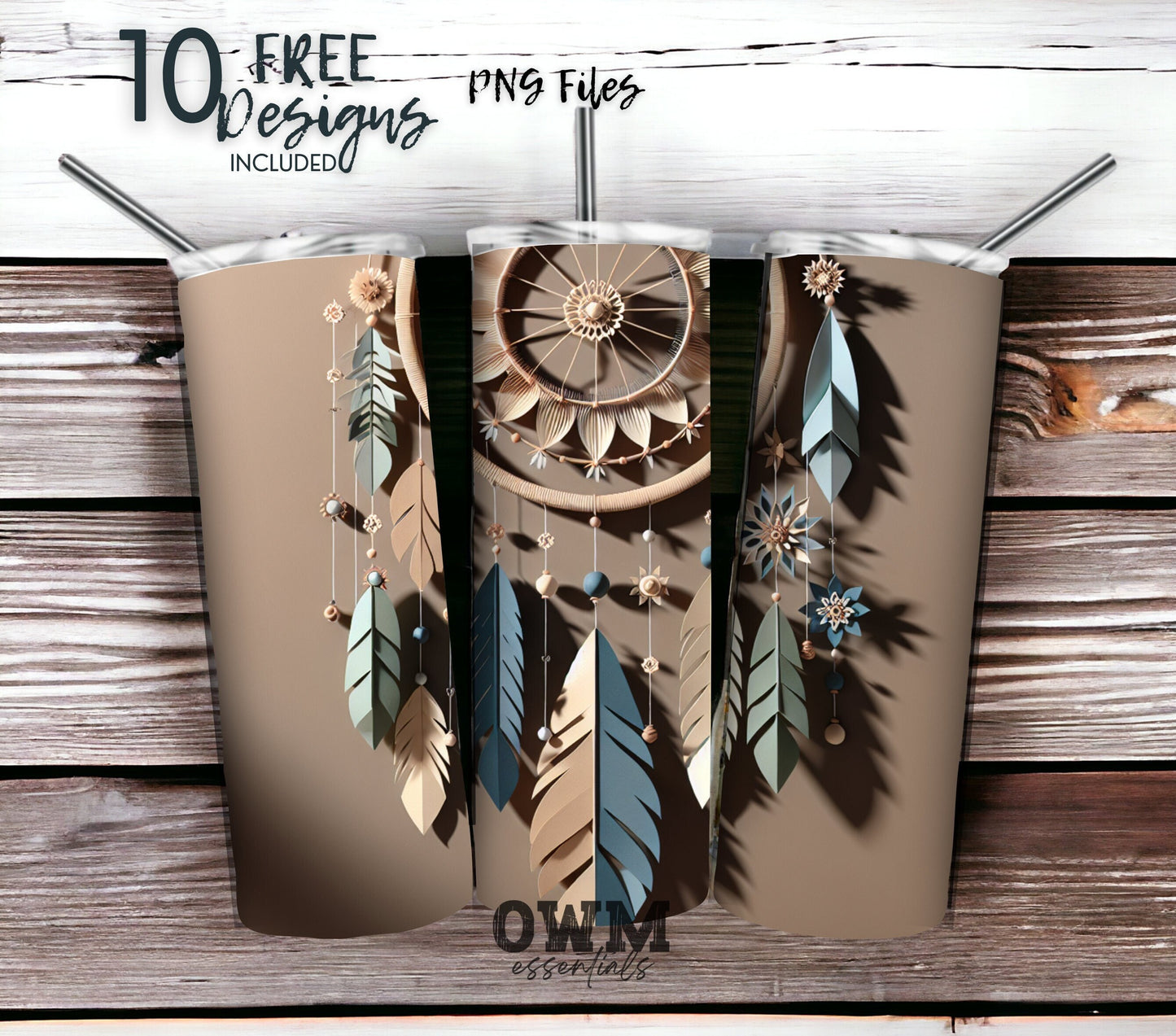 Boho Dreamcatcher 20 oz Skinny Tumbler Sublimation Design - PNG Instant  - DIGITAL DOWNLOAD