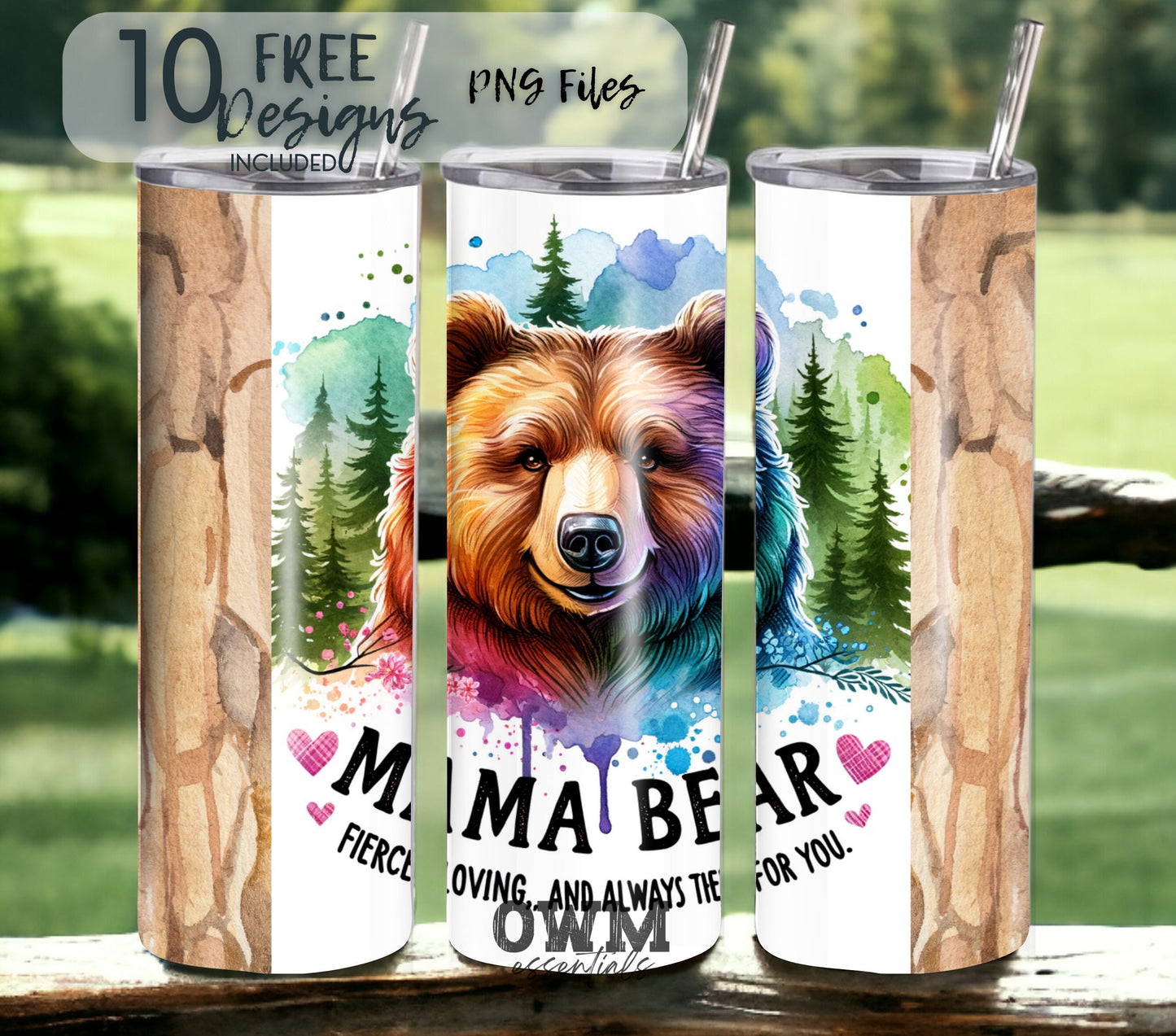 mama bear 20 oz tumbler sublimation design