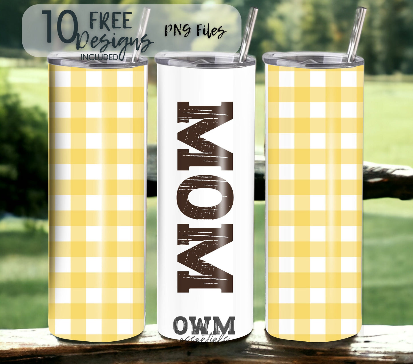 Plaid Mom 20 oz Skinny Tumbler Sublimation Design - PNG Instant  - DIGITAL DOWNLOAD