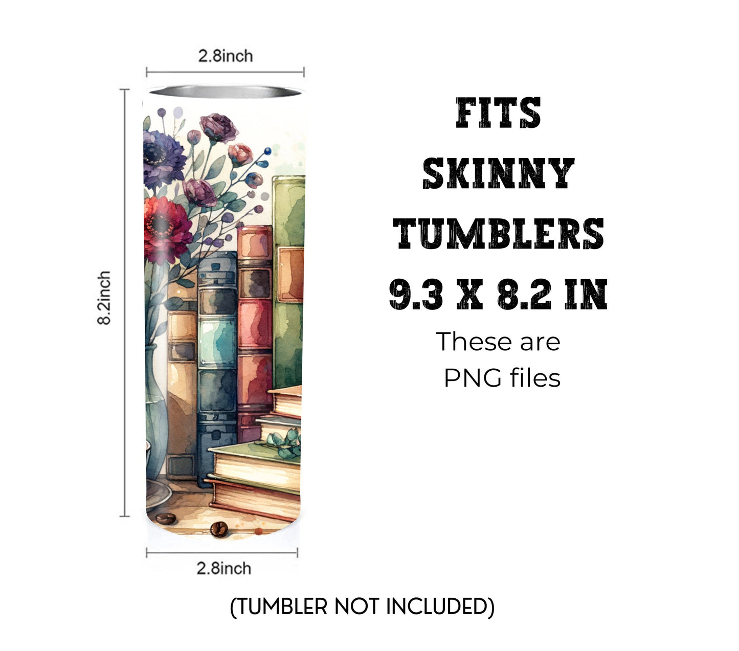 Book Lovers 20 oz Skinny Tumbler Sublimation Design - PNG Instant  - DIGITAL DOWNLOAD