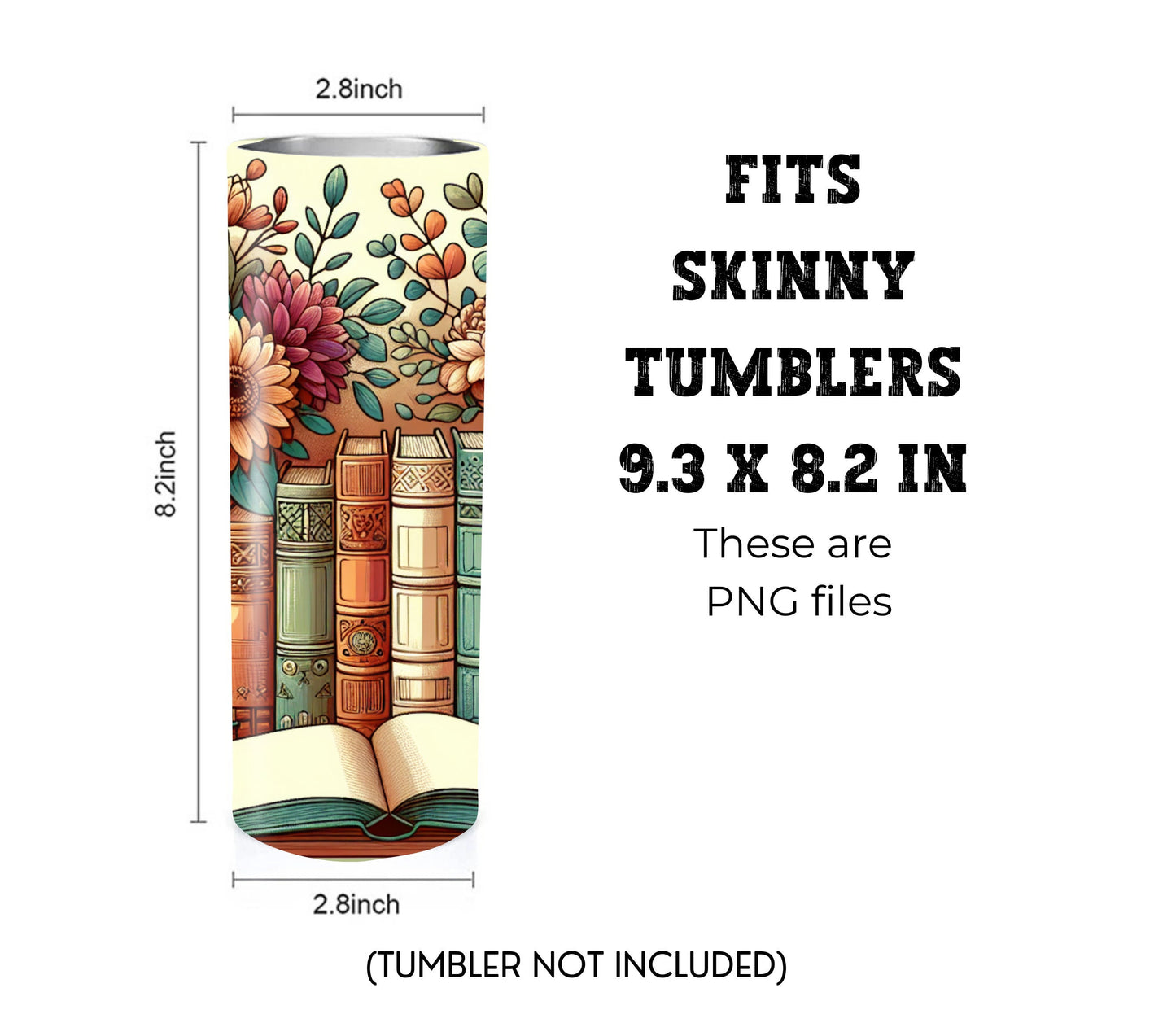 Book Lovers 20 oz Skinny Tumbler Sublimation Design - PNG Instant  - DIGITAL DOWNLOAD
