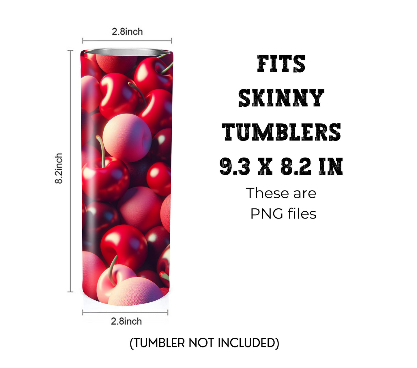 Cherry 20 oz Skinny Tumbler Sublimation Design - PNG Instant  - DIGITAL DOWNLOAD