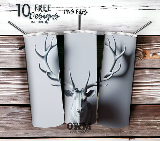 Deer 20 oz Skinny Tumbler Sublimation Design - PNG Instant  - DIGITAL DOWNLOAD