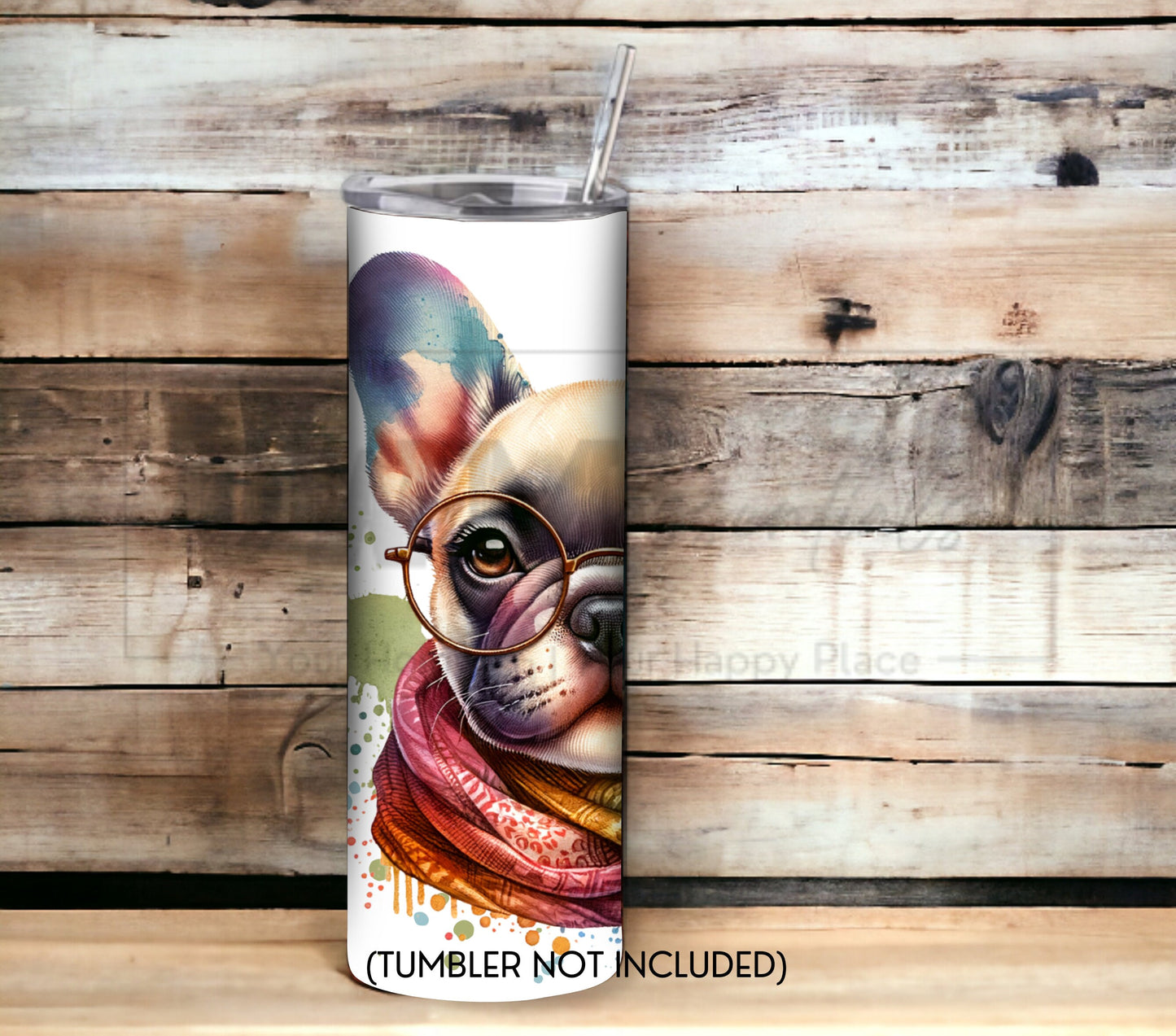 French BullDog 20 oz Skinny Tumbler Sublimation Design - PNG Instant  - DIGITAL DOWNLOAD
