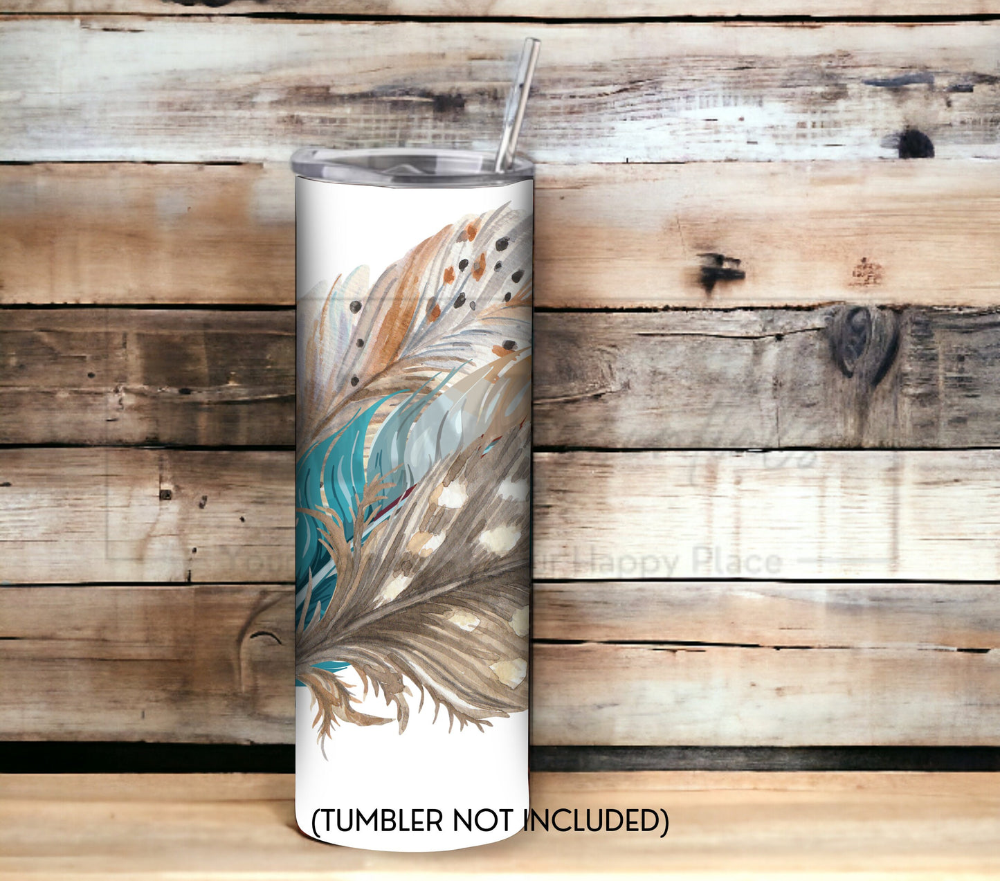 Boho Feathers 20 oz Skinny Tumbler Sublimation Design - PNG Instant  - DIGITAL DOWNLOAD