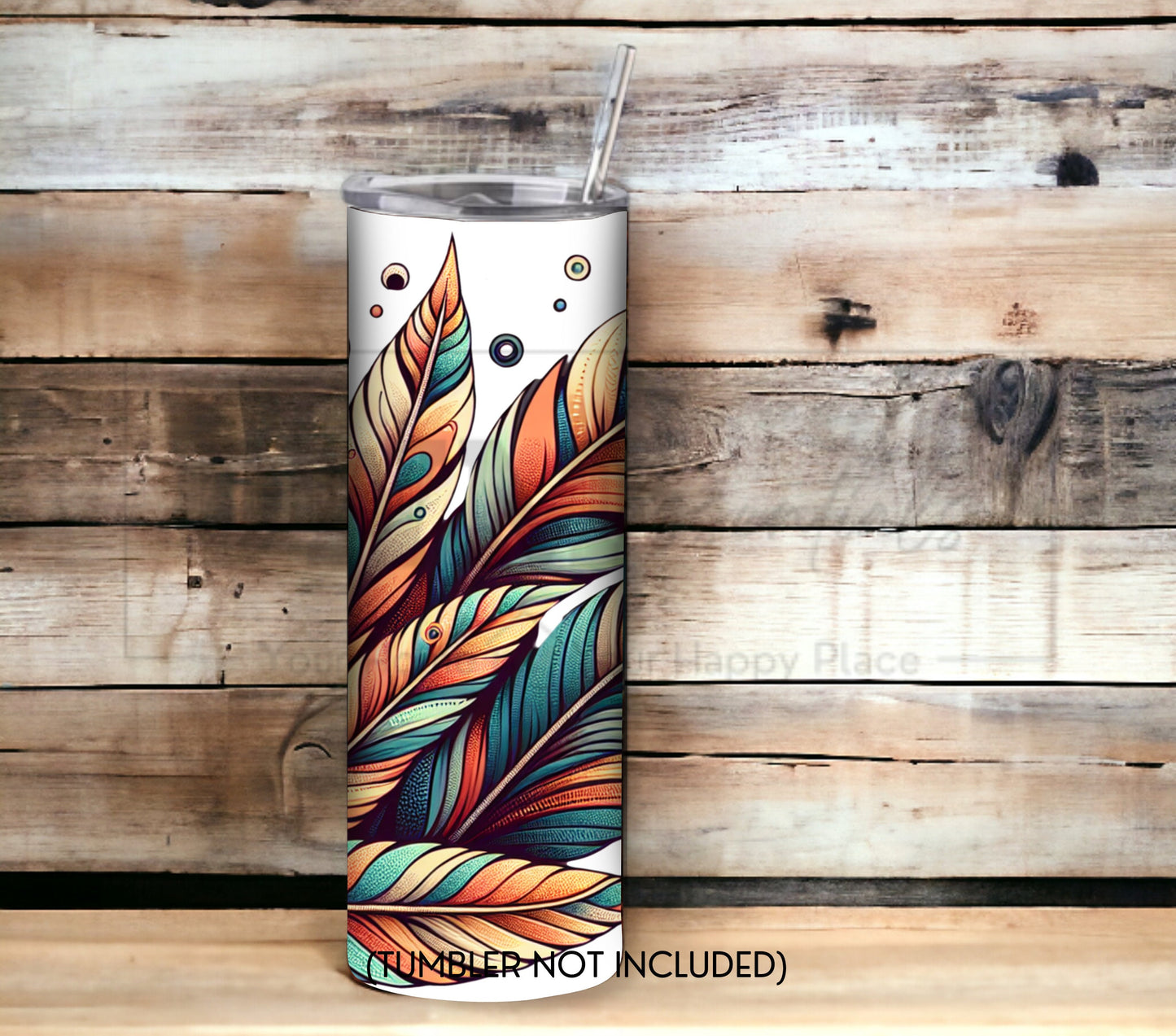 Boho Feathers 20 oz Skinny Tumbler Sublimation Design - PNG Instant  - DIGITAL DOWNLOAD