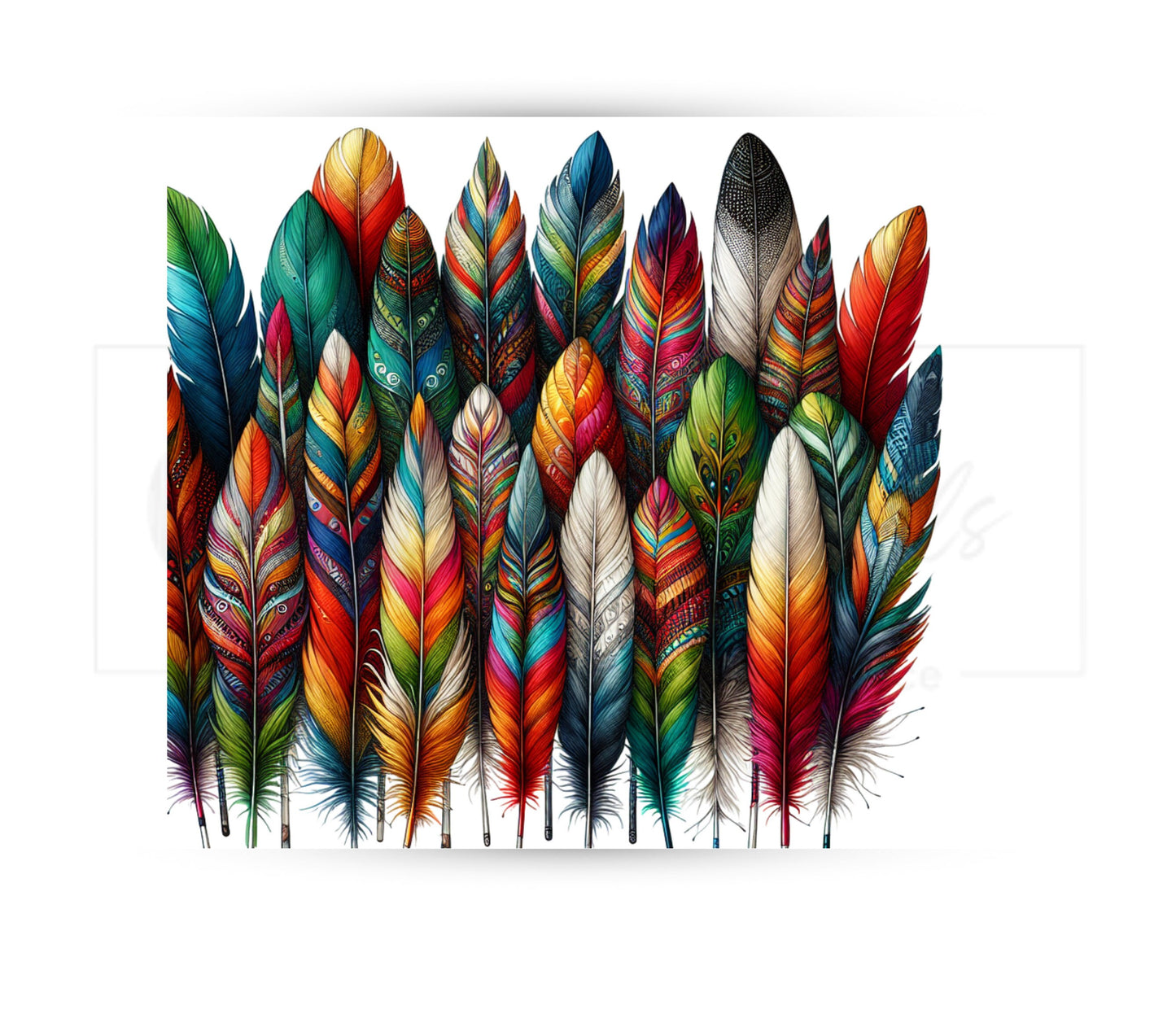Boho Feathers 20 oz Skinny Tumbler Sublimation Design - PNG Instant  - DIGITAL DOWNLOAD