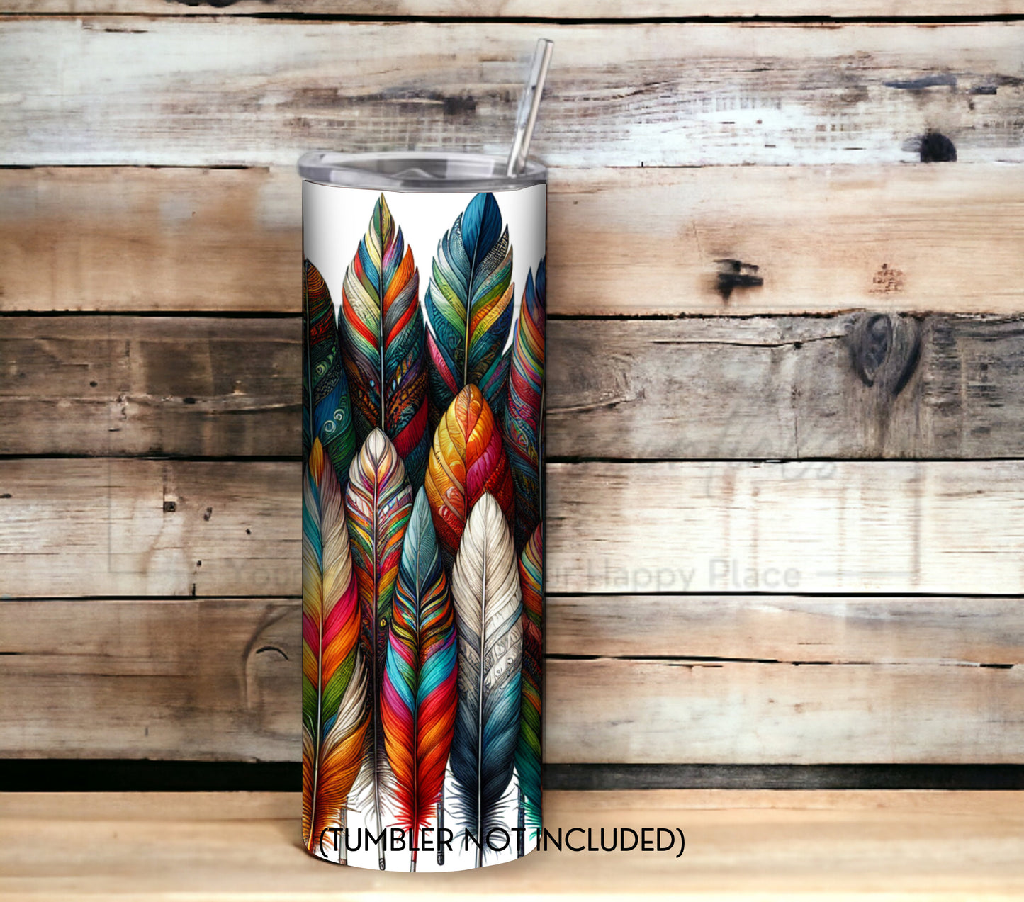 Boho Feathers 20 oz Skinny Tumbler Sublimation Design - PNG Instant  - DIGITAL DOWNLOAD