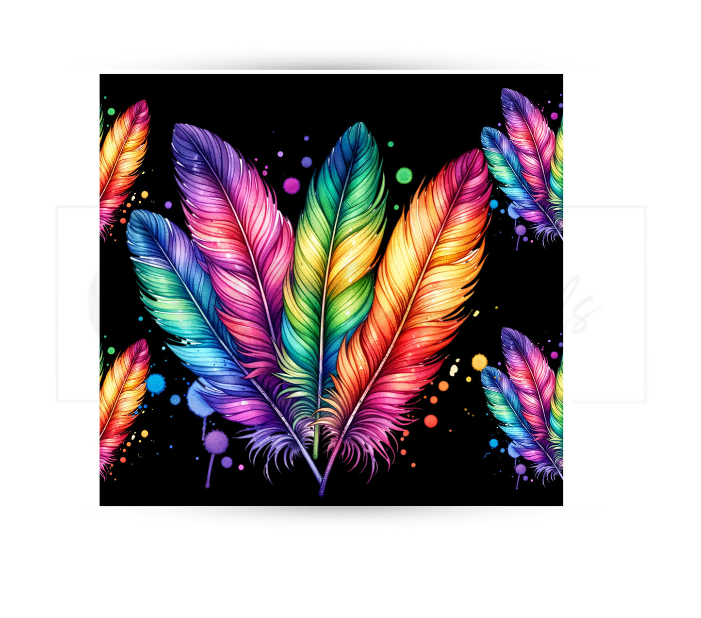 Boho Feathers 20 oz Skinny Tumbler Sublimation Design - PNG Instant  - DIGITAL DOWNLOAD
