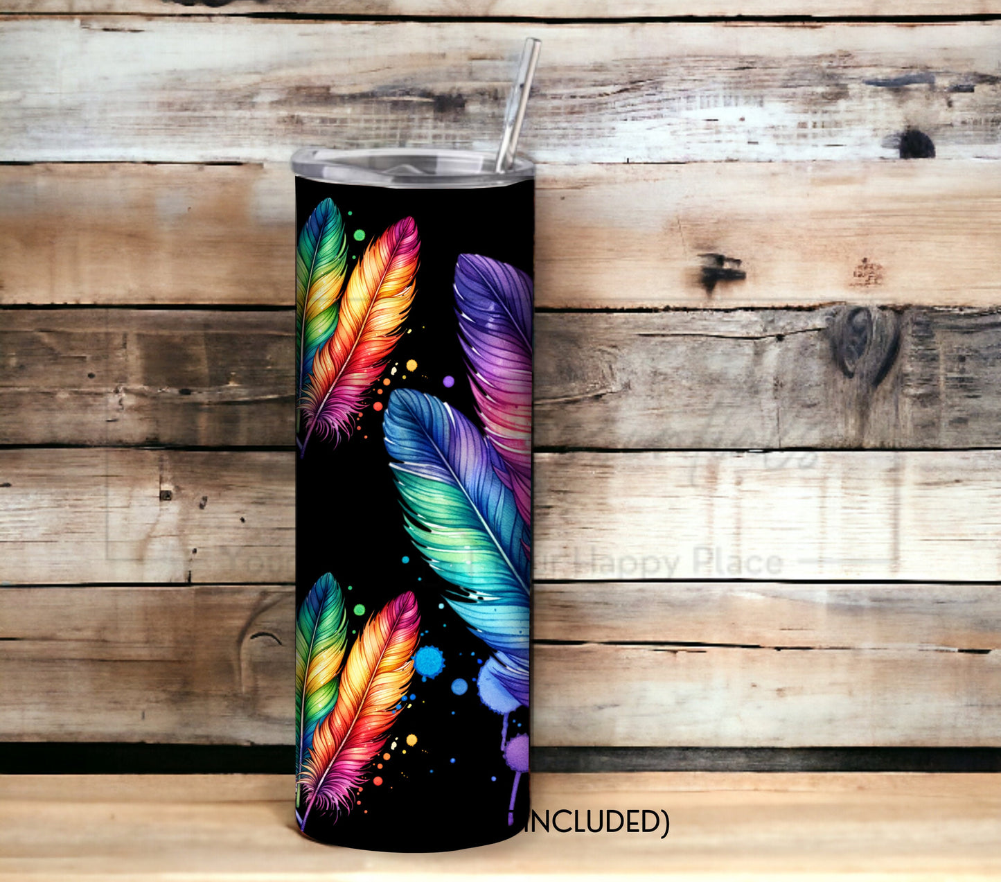 Boho Feathers 20 oz Skinny Tumbler Sublimation Design - PNG Instant  - DIGITAL DOWNLOAD